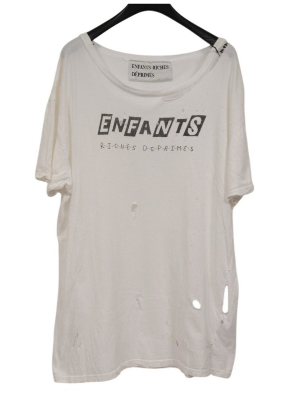 Enfants Riches Deprimes Ska Logo T Shirt Size XL White Black Cotton Distressed